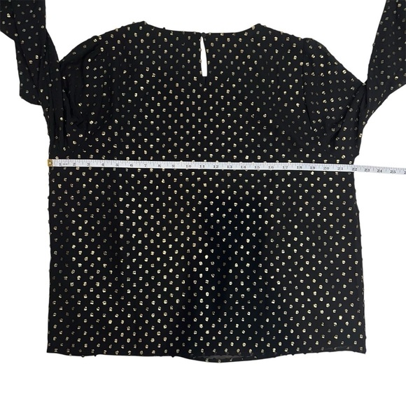NWT J Crew Factory Gold Shimmer Clip Dot Black Long Sleeve Blouse Top Size L - Picture 12 of 13